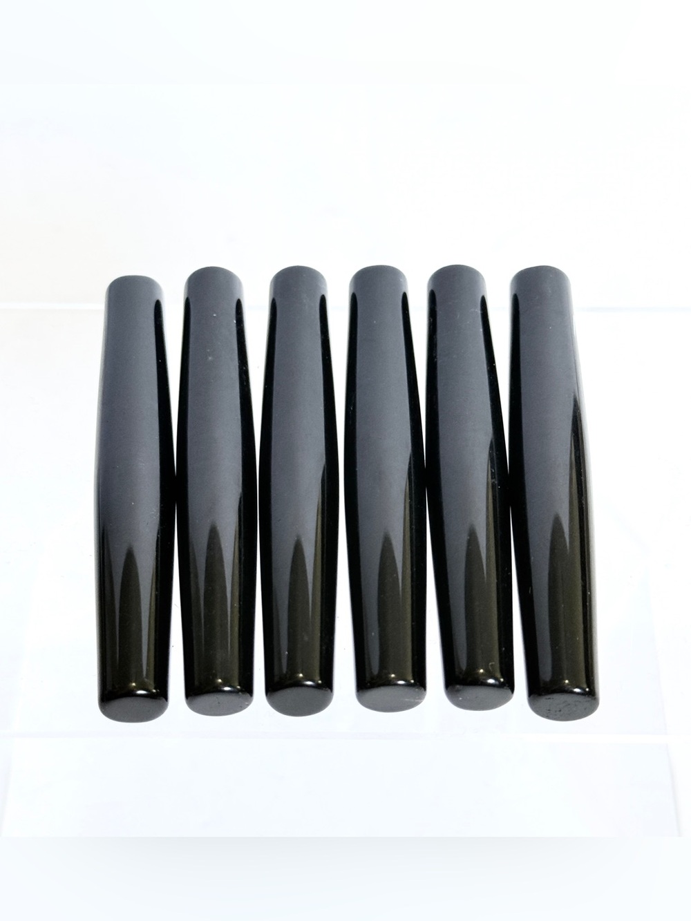 Set of 6 Natural Black Obsidian Massage Wands – Polished Volcanic Glass Crystal